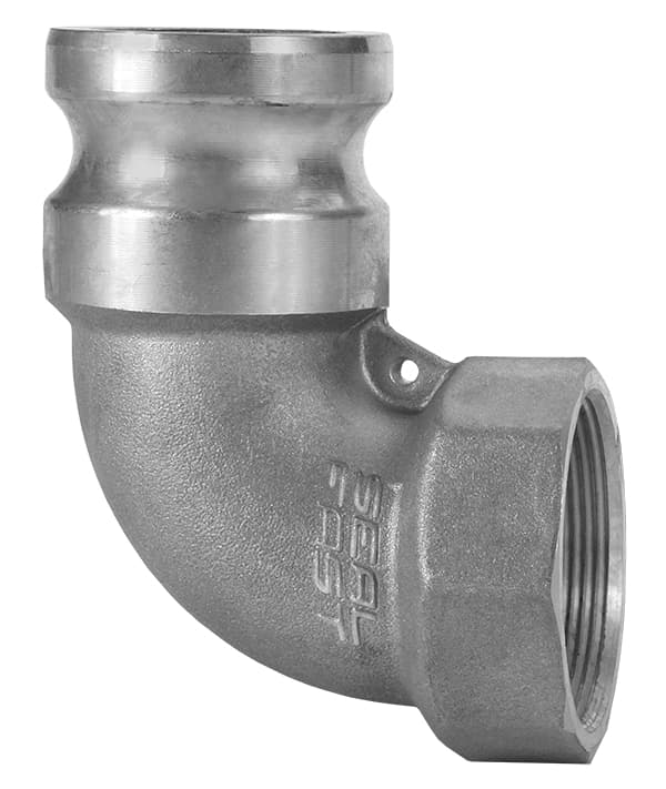 Type A 90° Elbow: Male Adapter × Female NPT Cam and Groove Coupling