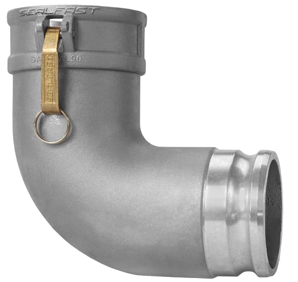 Type DA 90° Elbow: Female Coupler × Male Adapter Cam and Groove Coupling