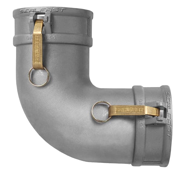 Type DD 90° Elbow: Female Coupler × Female Coupler Cam and Groove Coupling