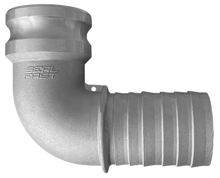Type E 90° Elbow: Male Adapter × Shank Cam and Groove Coupling