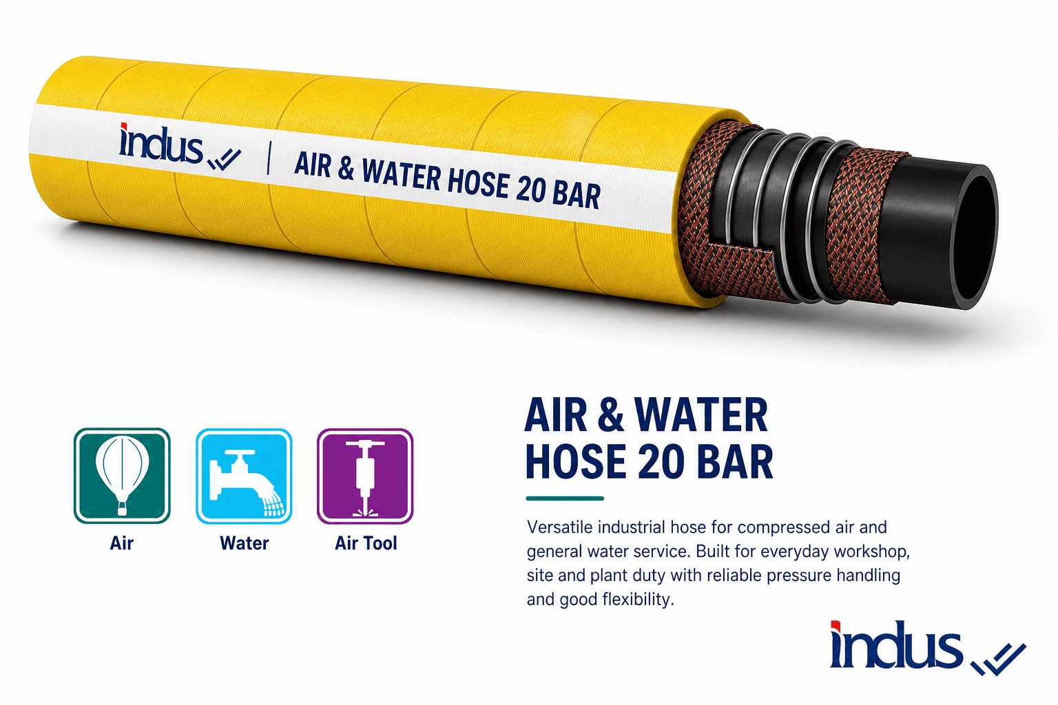 Yellow Air/Water Hose 20 Bar