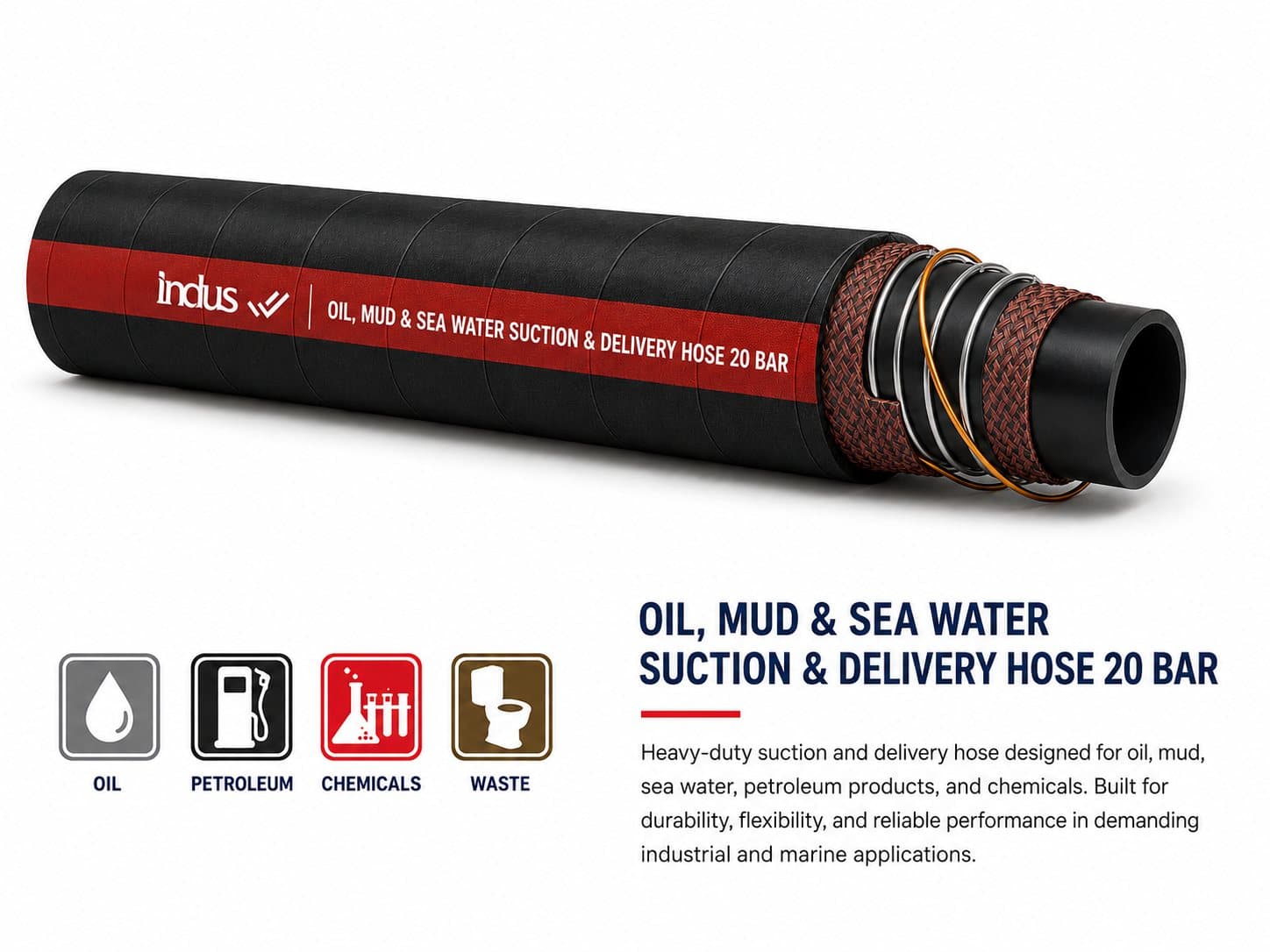 Oil, mud and sea water suction and delivery hose, 20 bar, cutaway