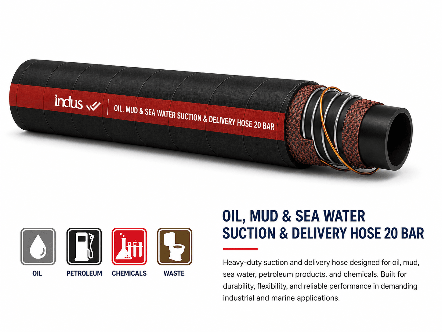 Oil, Mud & Sea Water Suction & Delivery Hose 20 Bar