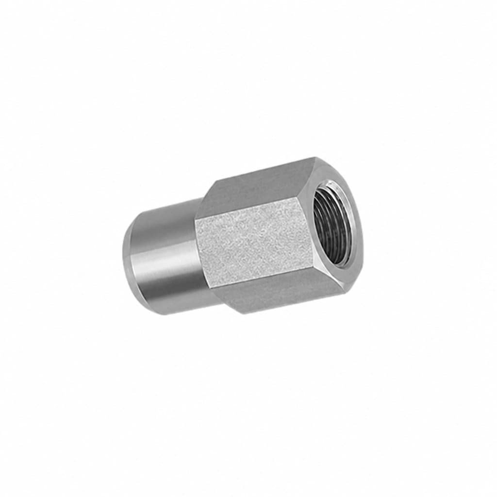 Straight adapter, plain butt-weld tube end × BSP female 60° cone hex body