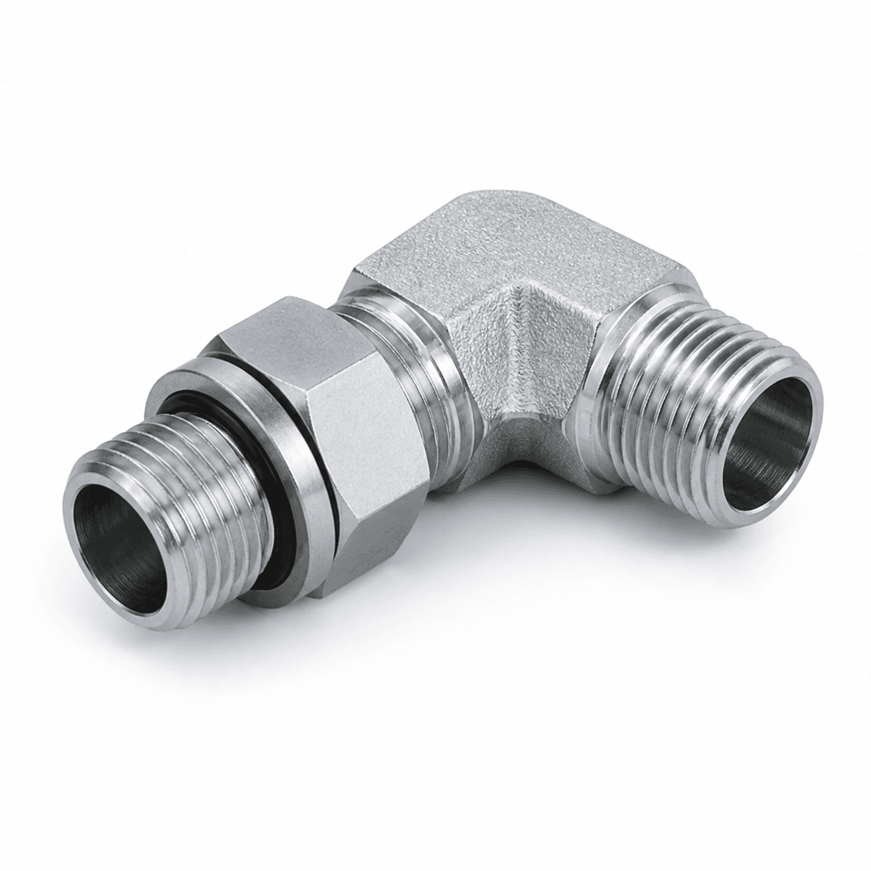90° Metric Male O-Ring × Metric Male Adjustable Stud End