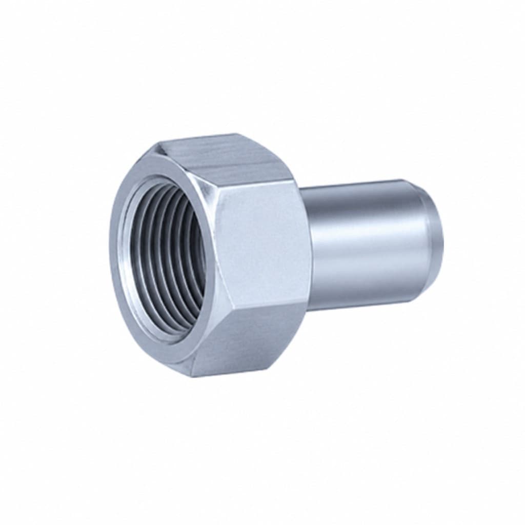 Straight adapter, plain butt-weld tube end × metric female O-ring hex body