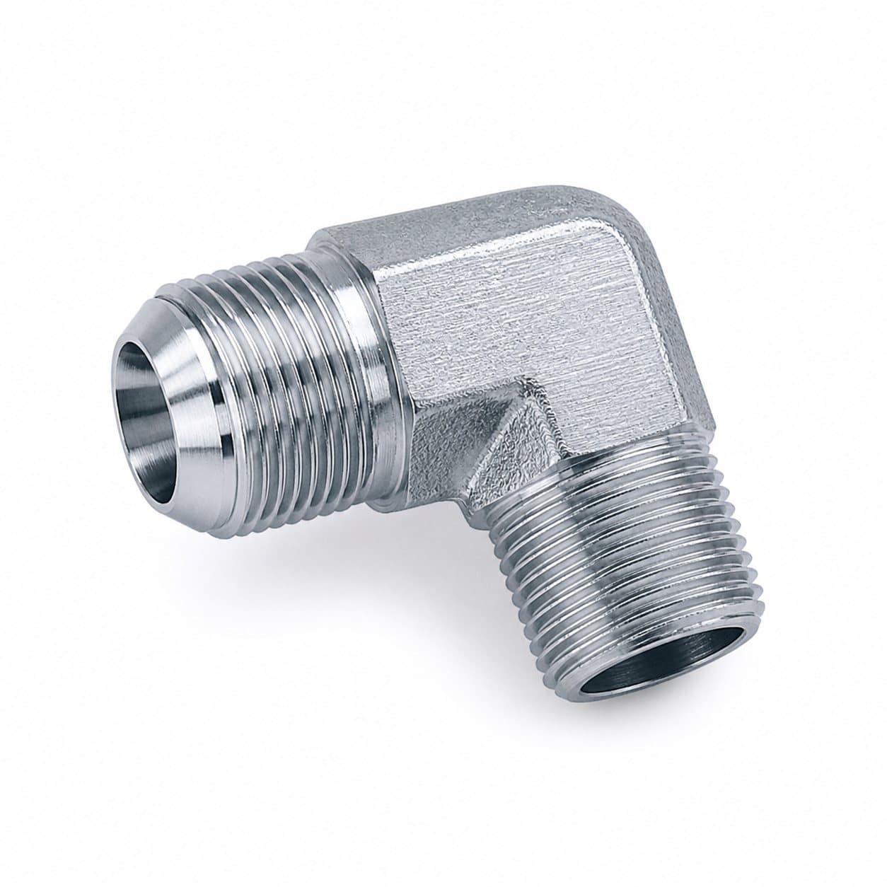90° elbow adapter, JIS gas male 60° cone × BSPT male 60° seat, forged steel