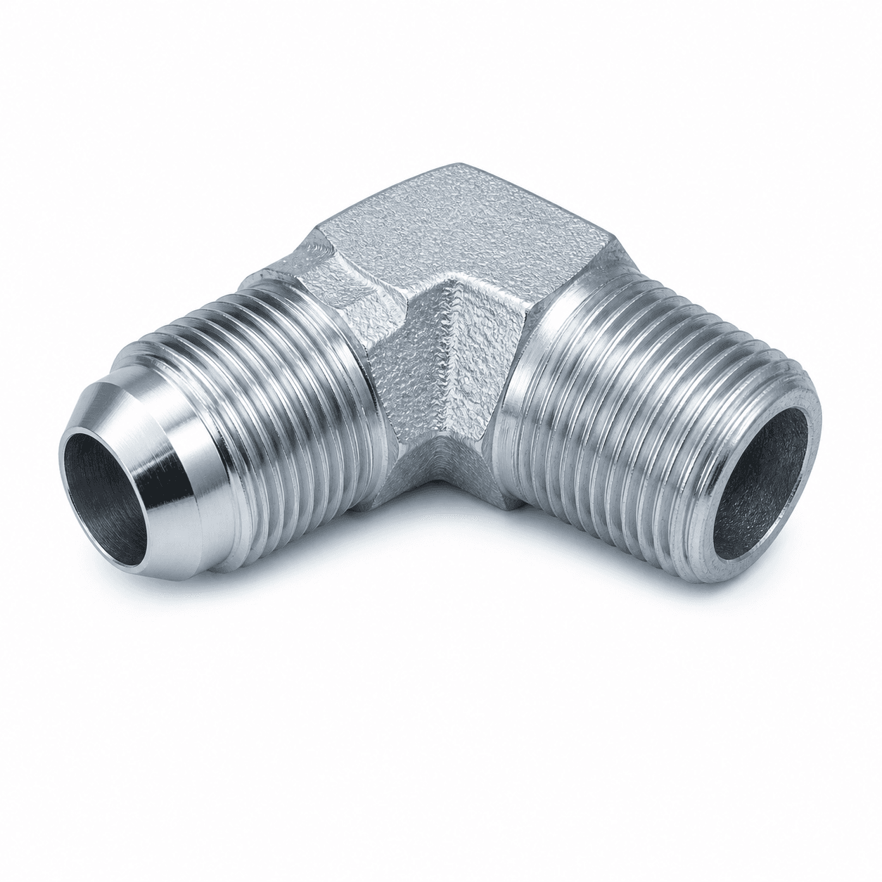 45° Elbow Metric Male 74° Cone × NPT Male