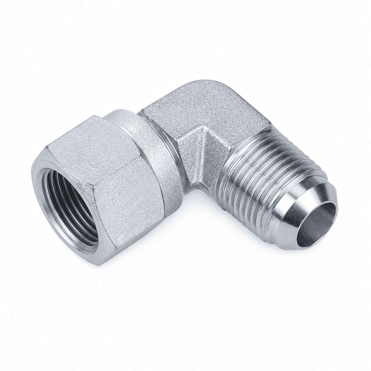 90° Elbow Metric Male 74° Cone × Metric Female 74° Seat