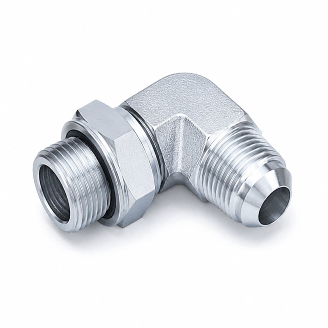 90° elbow adapter, JIS metric male 60° cone × metric adjustable stud end