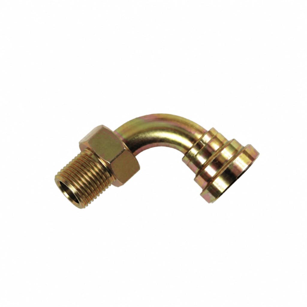 90° flange adapter, metric bite-type male end × SAE Code 62 (S-series, 6000 psi) flange head