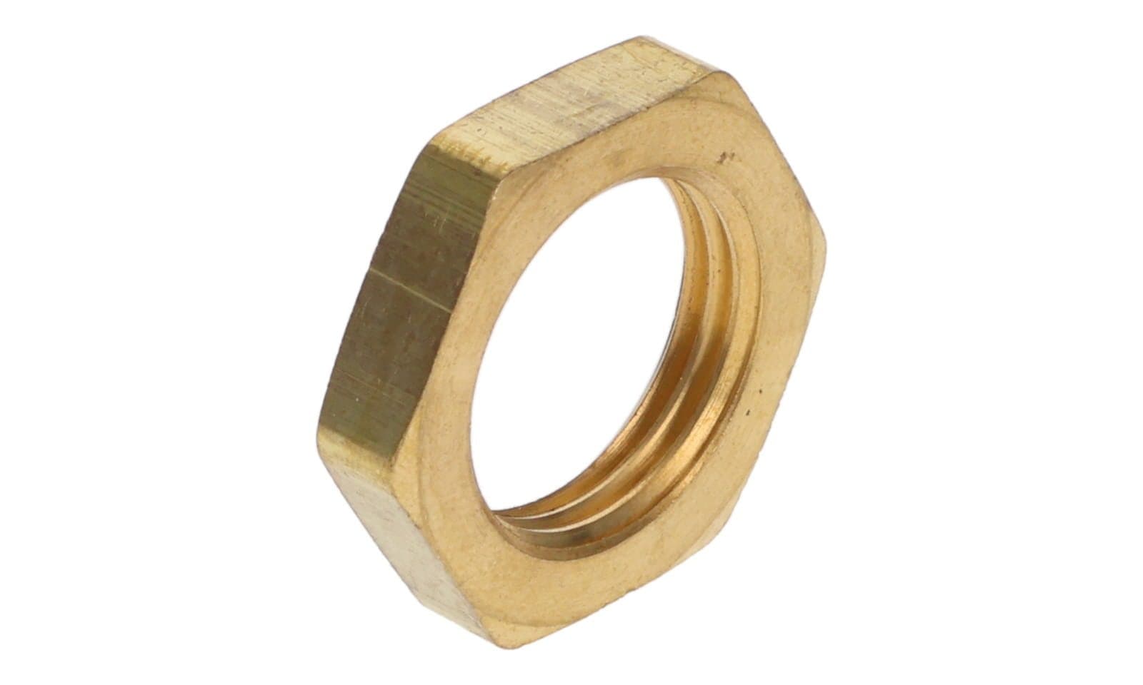 Brass NPSM pipe locknut, side view