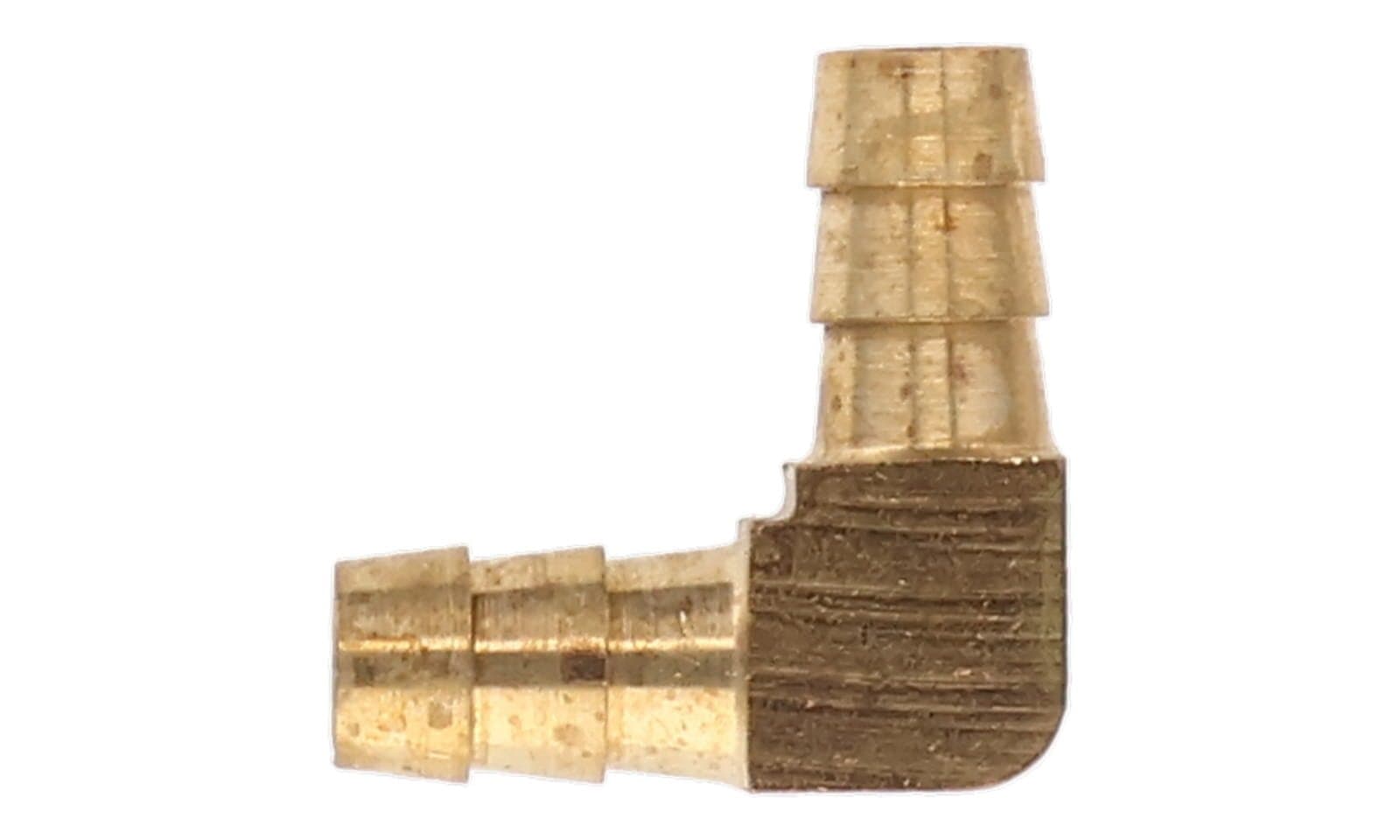 Brass Hose Barb Mender, 90° Elbow, side view