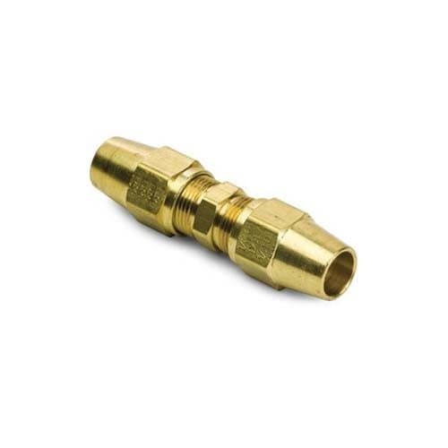 Brass air brake union for copper tubing, angled view