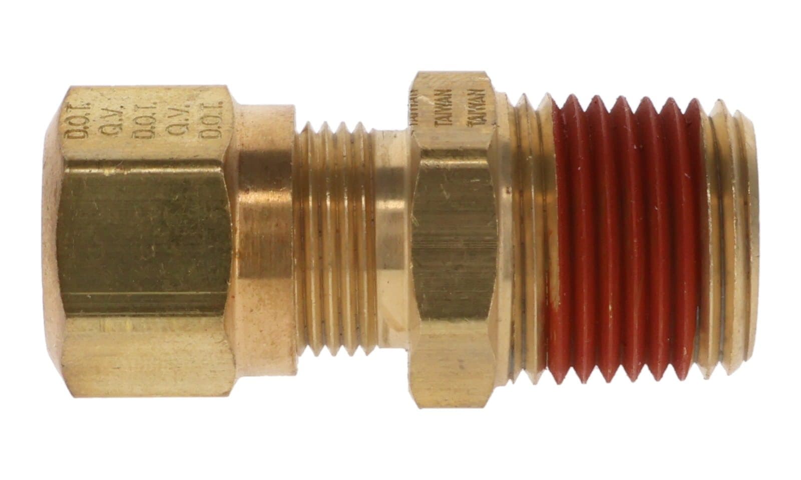 Brass air brake × NPTF male connector for nylon tubing, side view