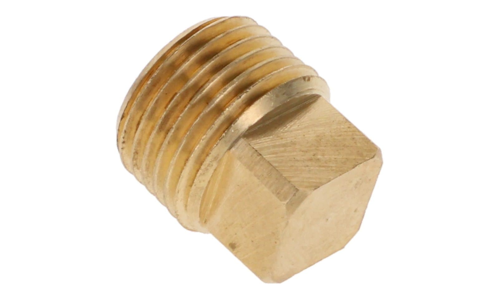 Brass NPTF square head pipe plug, side view
