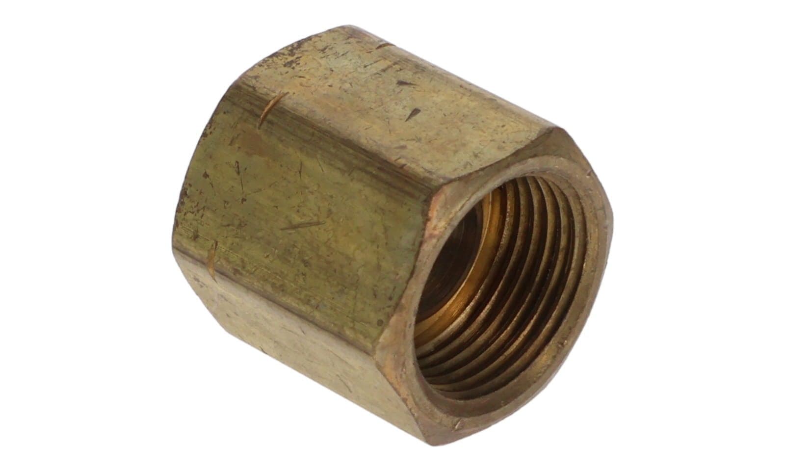 Brass inverted flare union, side view
