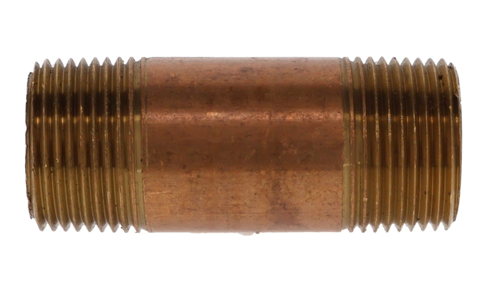 Brass NPTF seamless pipe nipple, side view