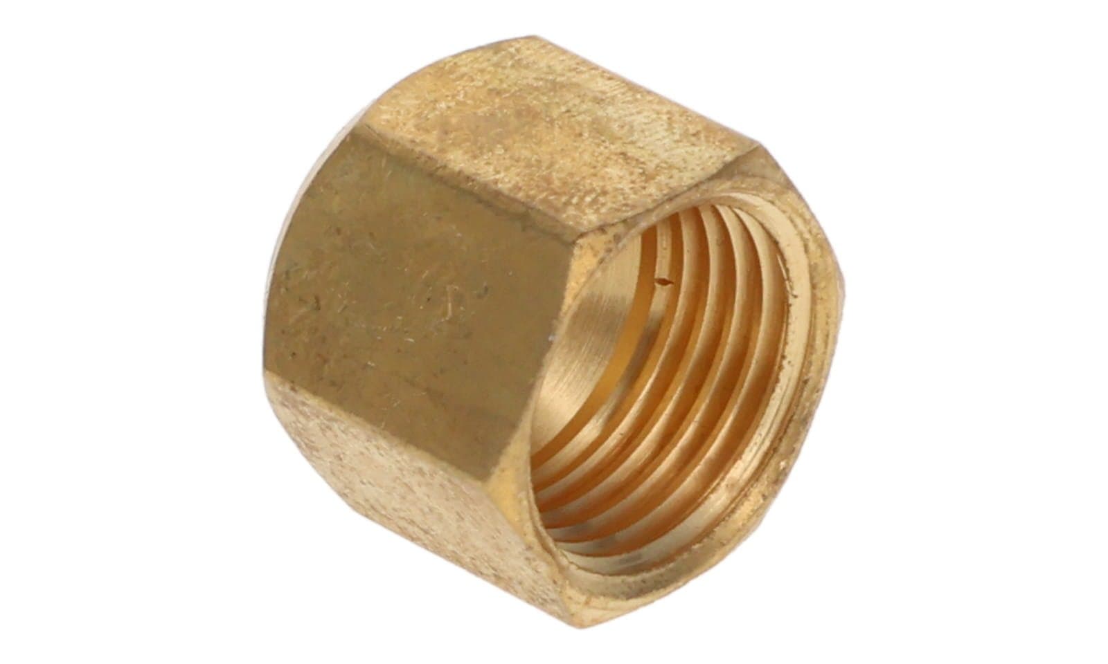 Brass SAE 45° flare cap, side view