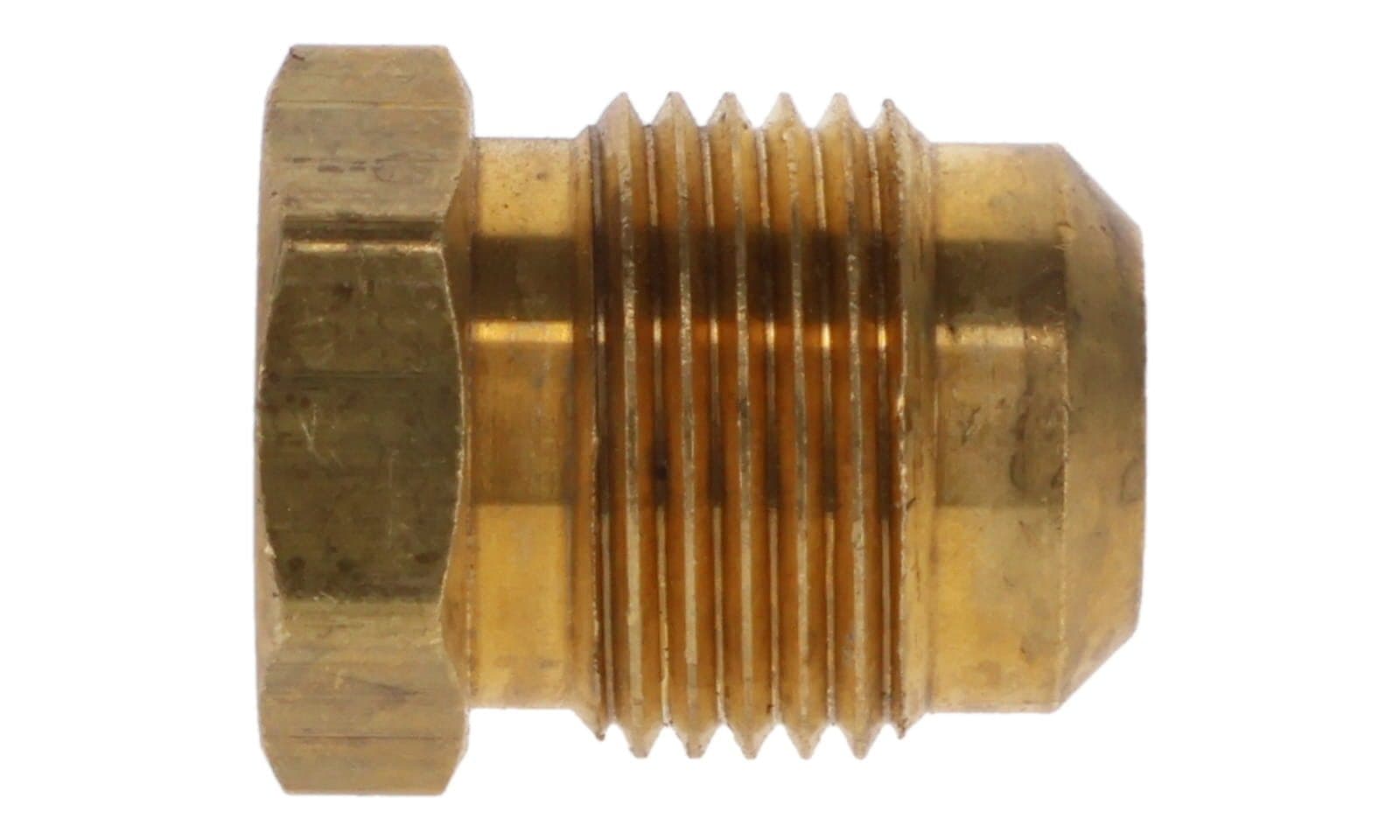 Brass SAE 45° flare plug, side view