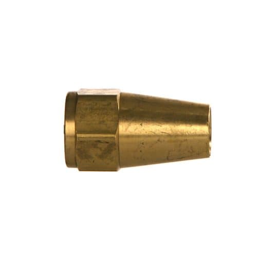 Brass SAE 45° flare nut, long, angled view