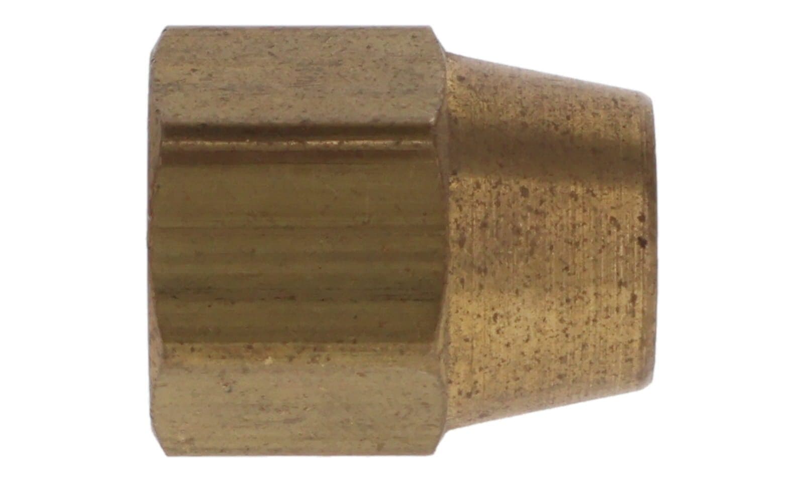 Brass compression nut, long, side view