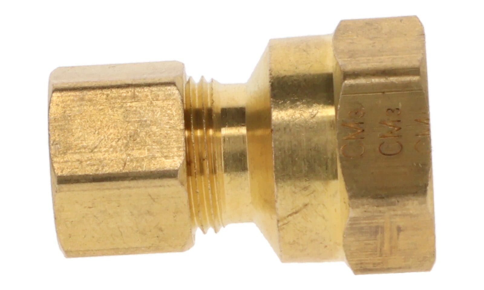 Brass compression × NPTF female connector, side view