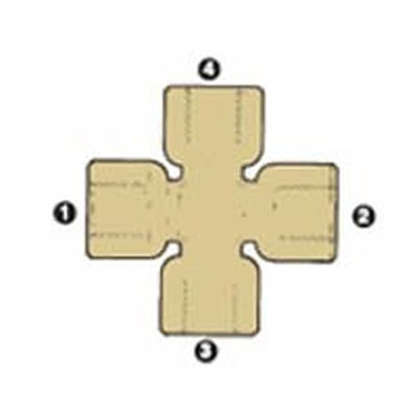 Line drawing of the brass BSP female cross, ends numbered as in the size table