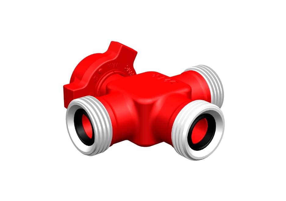 Red 206 series cross with union ends, 3M × 1F, 2,000 psi