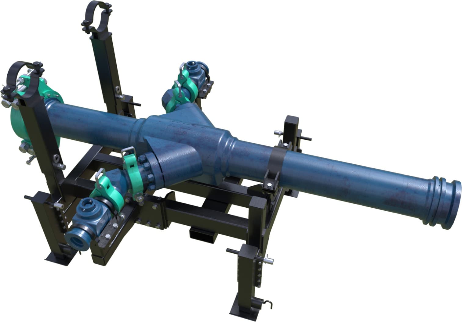 Blue frac iron manifold skid package, 1502 series, 15,000 psi