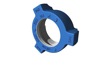 Blue 1502 hammer-union wing nut, F×F crossover union, 15,000 psi standard service