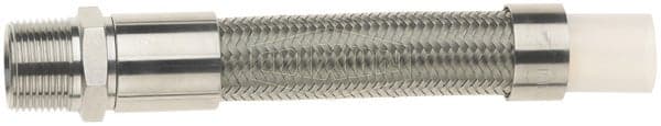 Smoothbore PTFE hose with stainless steel braid and threaded end