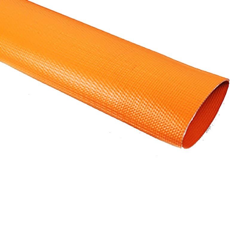 Orange heavy-duty NBR lay flat hose, open end close-up