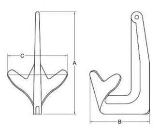 Bruce / Claw Anchor — dimension drawing, galvanized