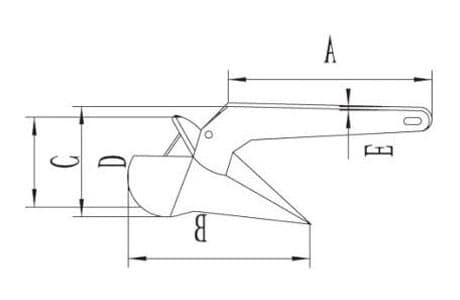 Stainless Steel Delta Anchor DT Type — dimension drawing