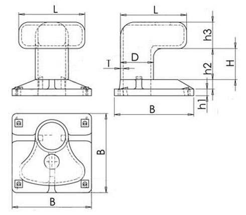 Curved Type Bollard — dimension drawing