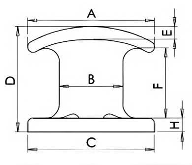 J Type Dock Bollard — dimension drawing
