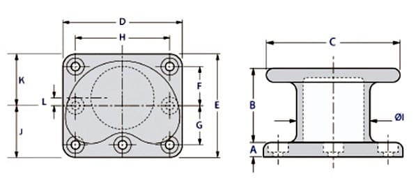 K Head Dock Bollard — dimension drawing
