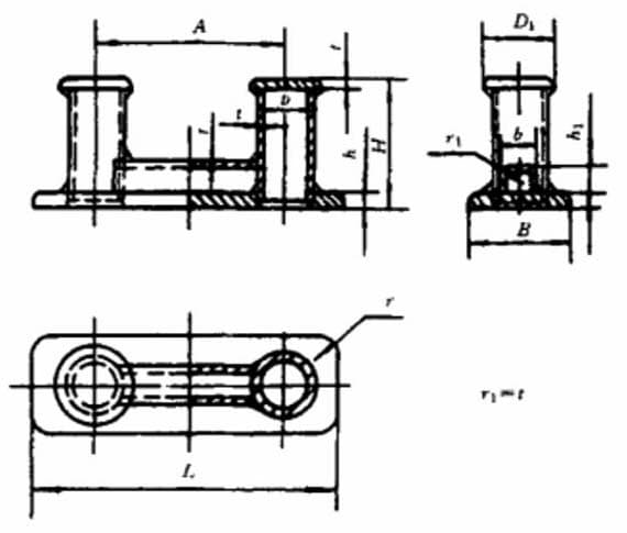 Marine Double Bollard GB/T 554-1996 Type C — dimension drawing