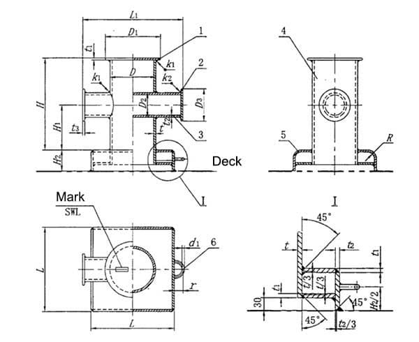 Marine Single Cross Bollard CBT3845-2013