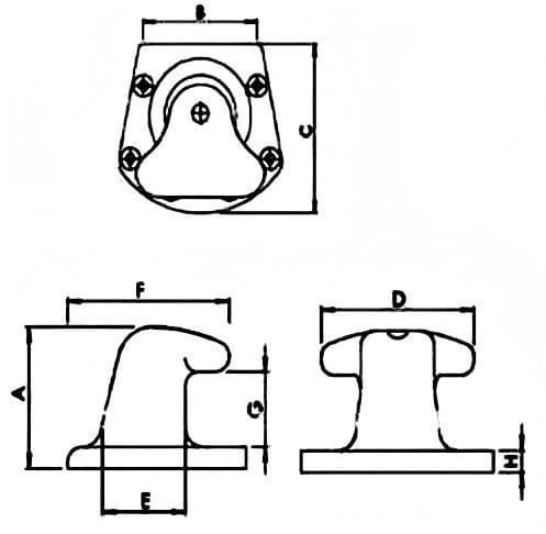 R Type Dock Bollard — dimension drawing