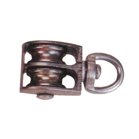 Die-Cast Double Pulley, Fixed Eye — Zinc Alloy