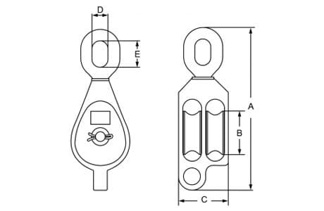 Galvanized Malleable Iron Block Oval Eye with Double Sheave