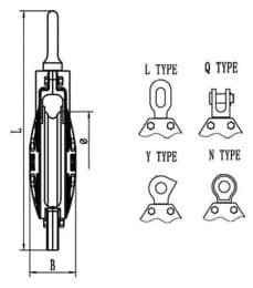 Marine Snatch Block Single Sheave — dimension drawing