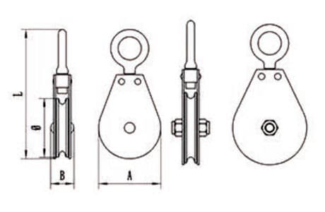 Swivel Eye Single Sheave Block — dimension drawing