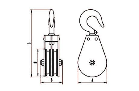 Swivel Hook Flat Double Sheave Block