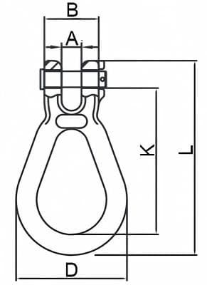 Clevis Lug Link, Grade 70 — AS/NZS 4344 — dimension drawing