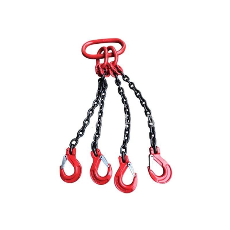 Four-leg chain sling with sling hooks, type QOS (Grade 80 sling shown)
