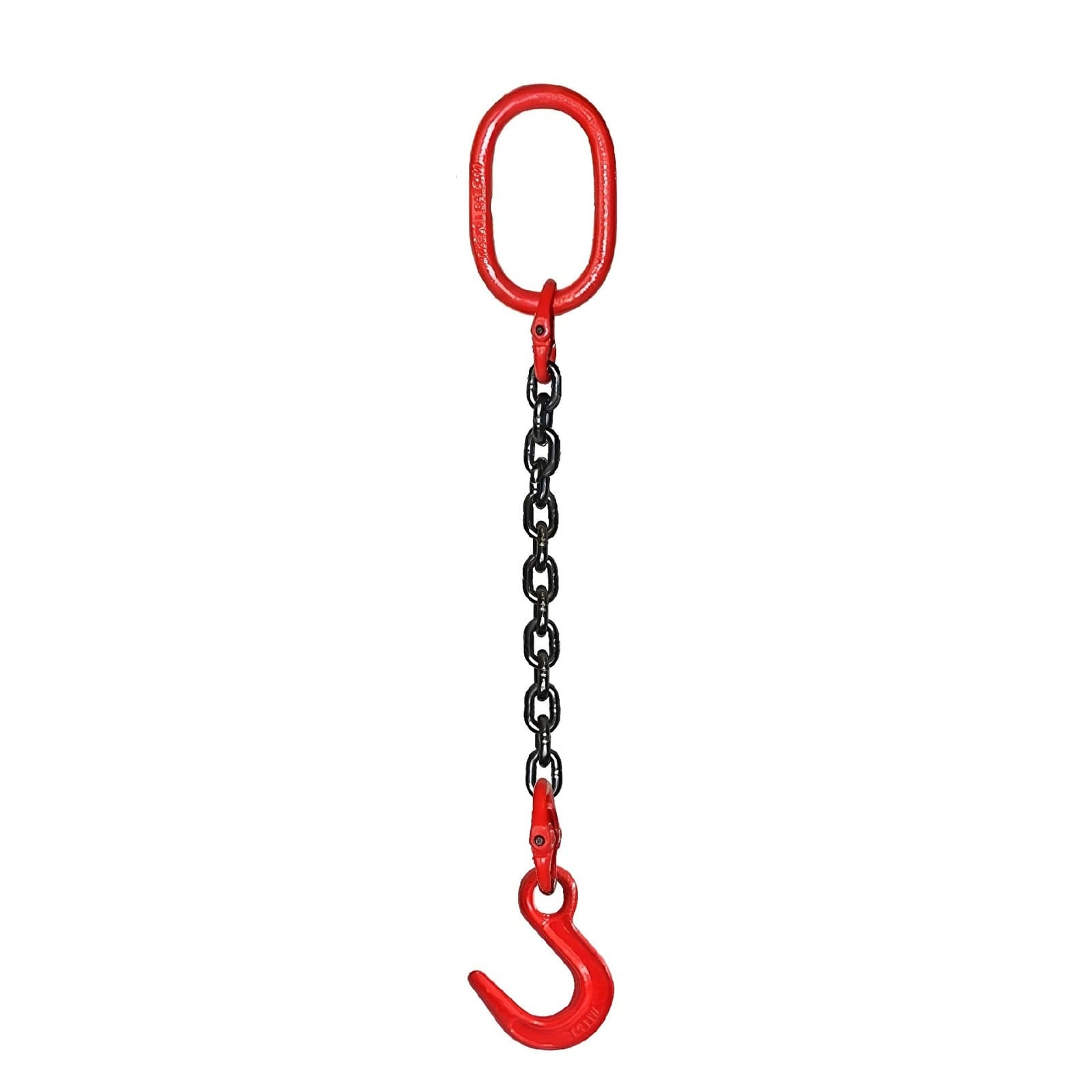 Single-leg chain sling, master link and foundry hook, type SOF (Grade 80 sling shown)