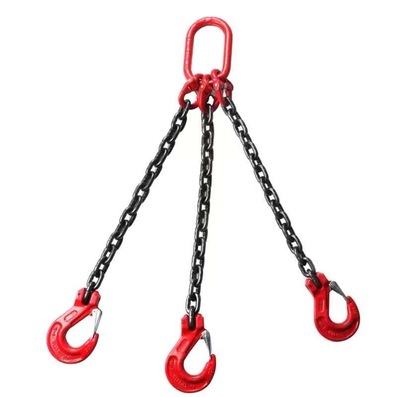 Three-leg chain sling with sling hooks, type TOS (Grade 80 sling shown)